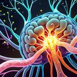 A mesmerizing, abstract visual representation of the gut-brain axis. A glowing, harmonious brain subtly intertwined with a vibrant, lush internal ecosystem resembling a healthy, thriving microbiome. Soft, interconnected light pathways illustrate constant communication between the two. The overall mood is ethereal, optimistic, and deeply vital. High-resolution digital art, conceptual illustration, healthy wellness aesthetic.